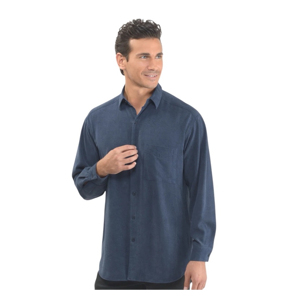 RETREAT Men's Blue Shirt size Medium Button Down Suede Long Sleeve Casual Formal
